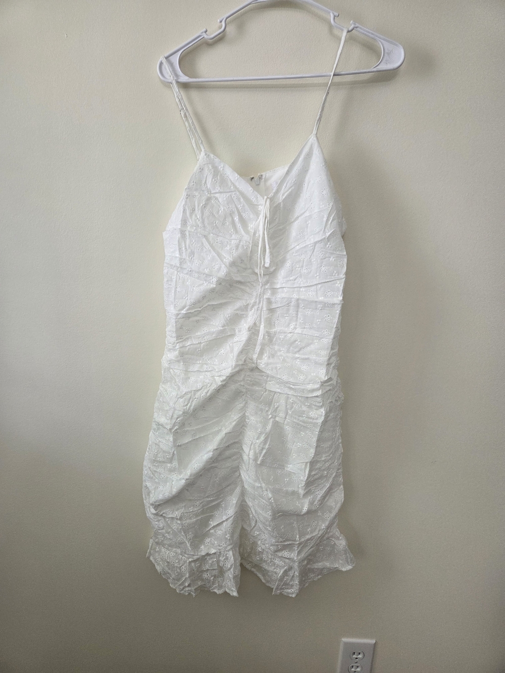 White Eyelet Spaghetti Strap Dress By Emily Wonder-Various